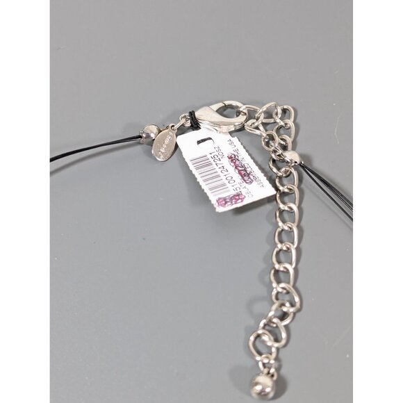 Chico's Silver Tone Teardrop Pendant Necklace On Wire Choker Chain 26" - Picture 4 of 7